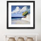 Serene Beach View with a Tree and Dramatic Clouds by Avanesova Elena on GIANT ART - nature and landscapes elena