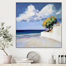 Serene Beach View with a Tree and Dramatic Clouds by Avanesova Elena on GIANT ART - nature and landscapes elena