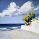 Serene Beach View with a Tree and Dramatic Clouds by Avanesova Elena on GIANT ART - nature and landscapes elena