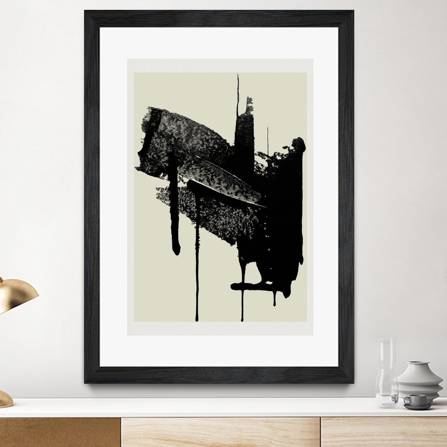 Abstract Brushstrokes in Black and Cream by cartissi on GIANT ART - abstract art abstract abstract art