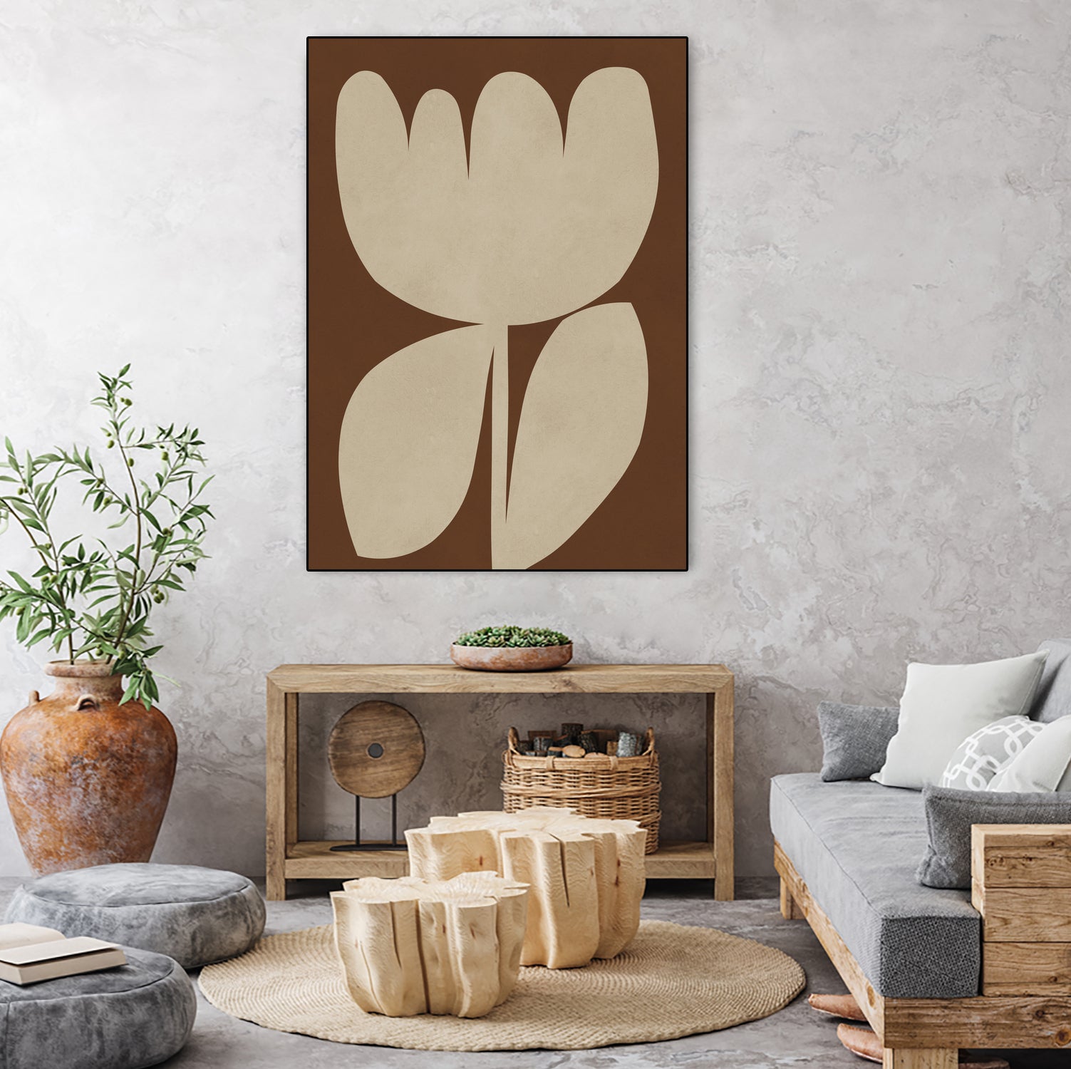 Beige Blossom Shapes by Vitor Costa on GIANT ART - 9001 illustration