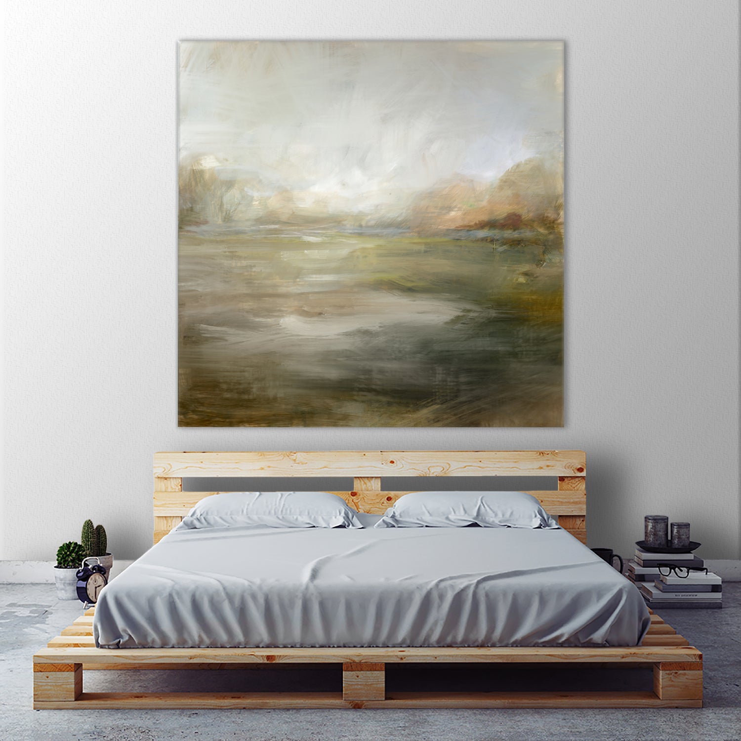 A Tranquil Misty Lake by Julia Cheney on GIANT ART - abstract landscape painting nature and landscapes abstract landscape painting
