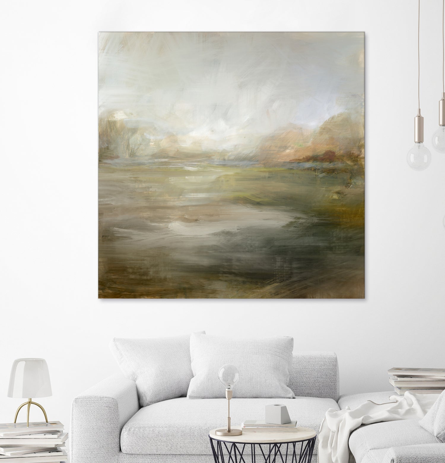 A Tranquil Misty Lake by Julia Cheney on GIANT ART - abstract landscape painting nature and landscapes abstract landscape painting