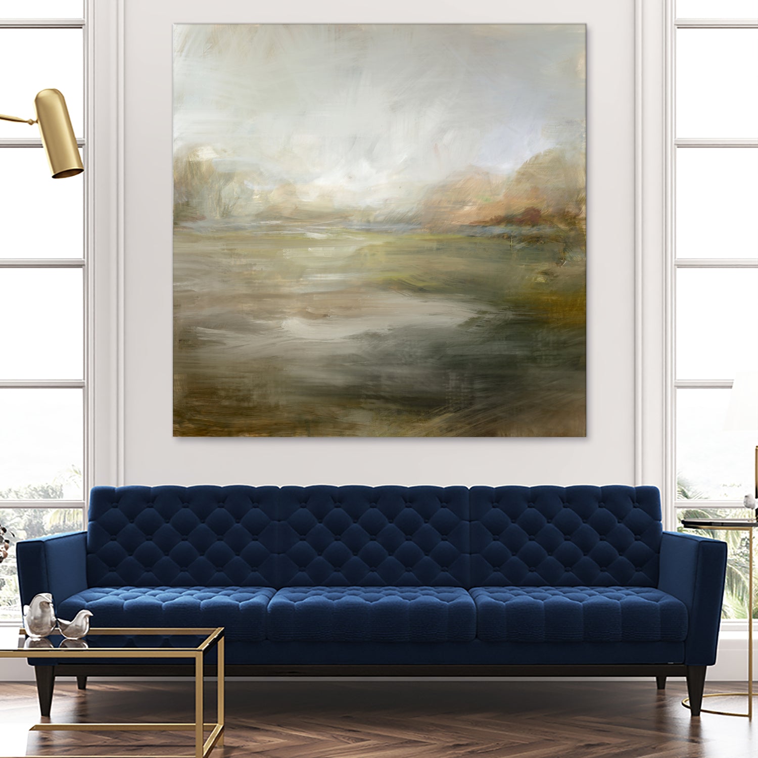 A Tranquil Misty Lake by Julia Cheney on GIANT ART - abstract landscape painting nature and landscapes abstract landscape painting