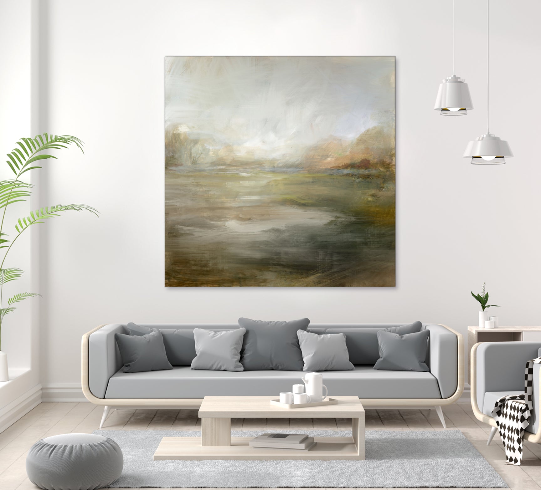 A Tranquil Misty Lake by Julia Cheney on GIANT ART - abstract landscape painting nature and landscapes abstract landscape painting