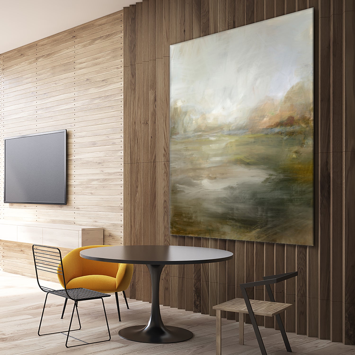 A Tranquil Misty Lake by Julia Cheney on GIANT ART - abstract landscape painting nature and landscapes abstract landscape painting