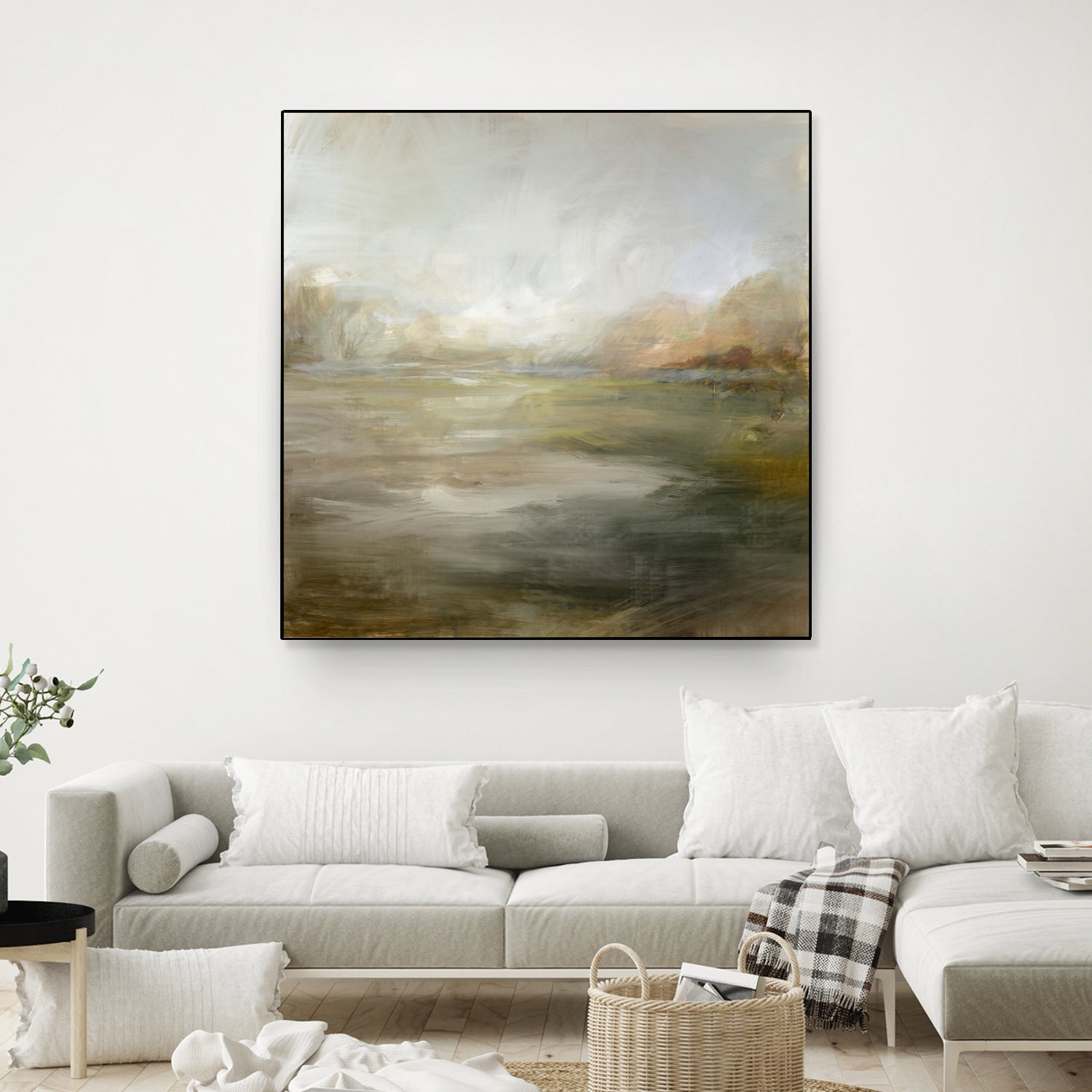 A Tranquil Misty Lake by Julia Cheney on GIANT ART - abstract landscape painting nature and landscapes abstract landscape painting
