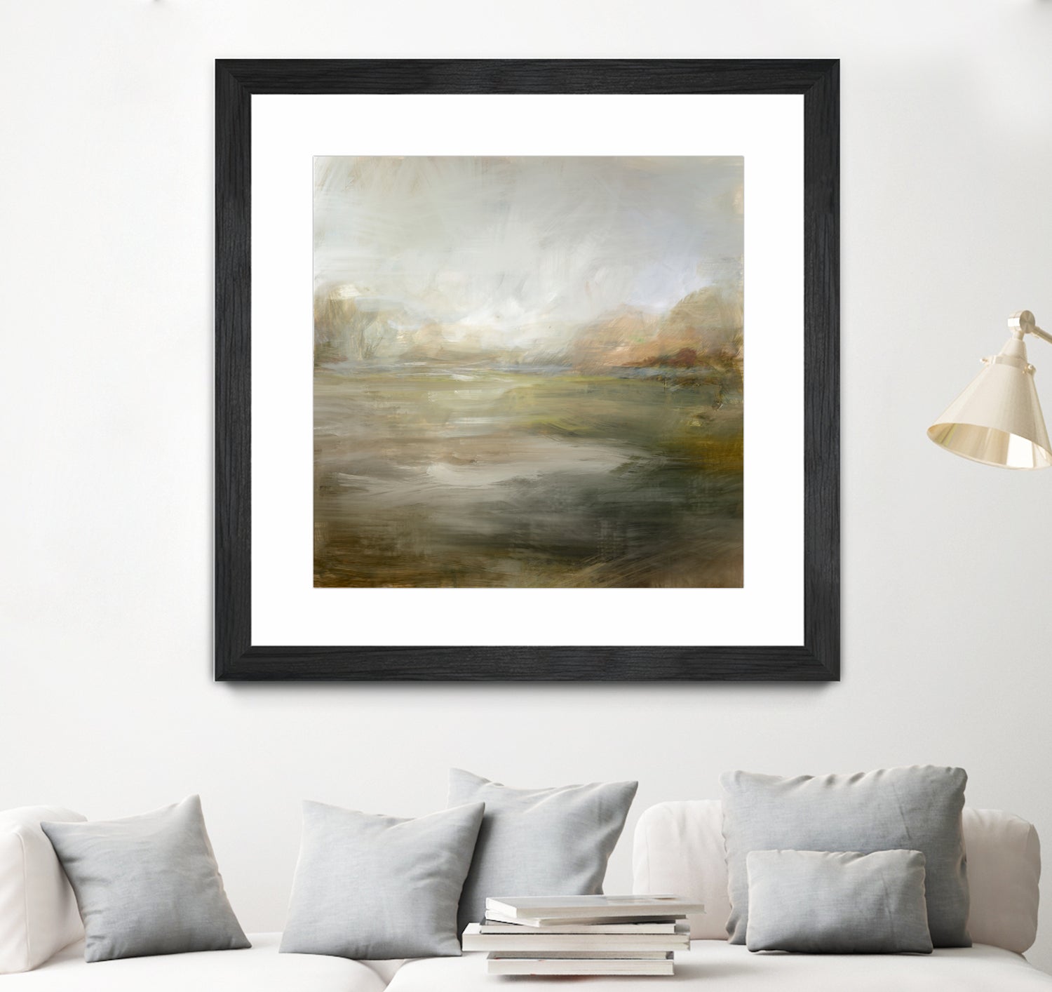 A Tranquil Misty Lake by Julia Cheney on GIANT ART - abstract landscape painting nature and landscapes abstract landscape painting