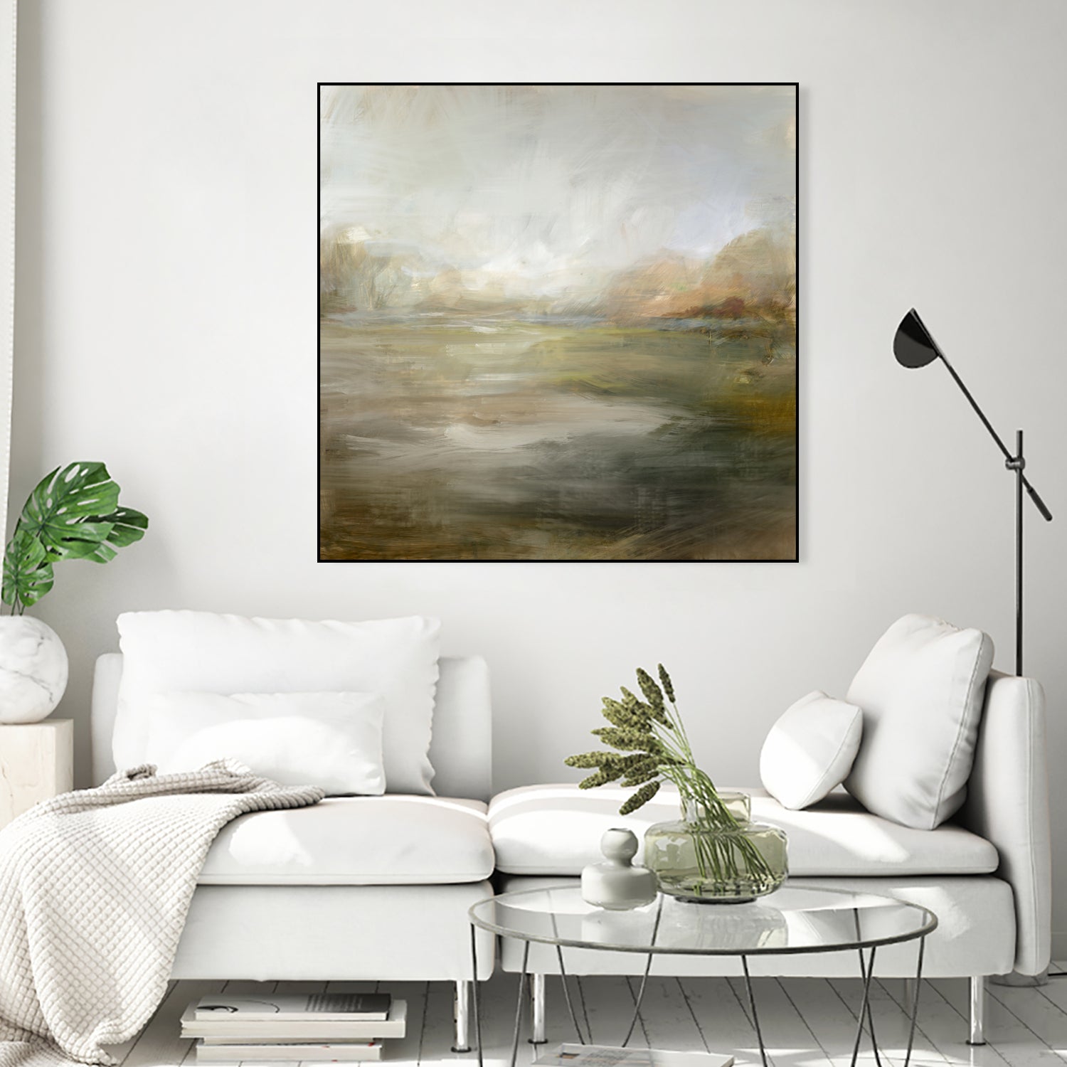 A Tranquil Misty Lake by Julia Cheney on GIANT ART - abstract landscape painting nature and landscapes abstract landscape painting