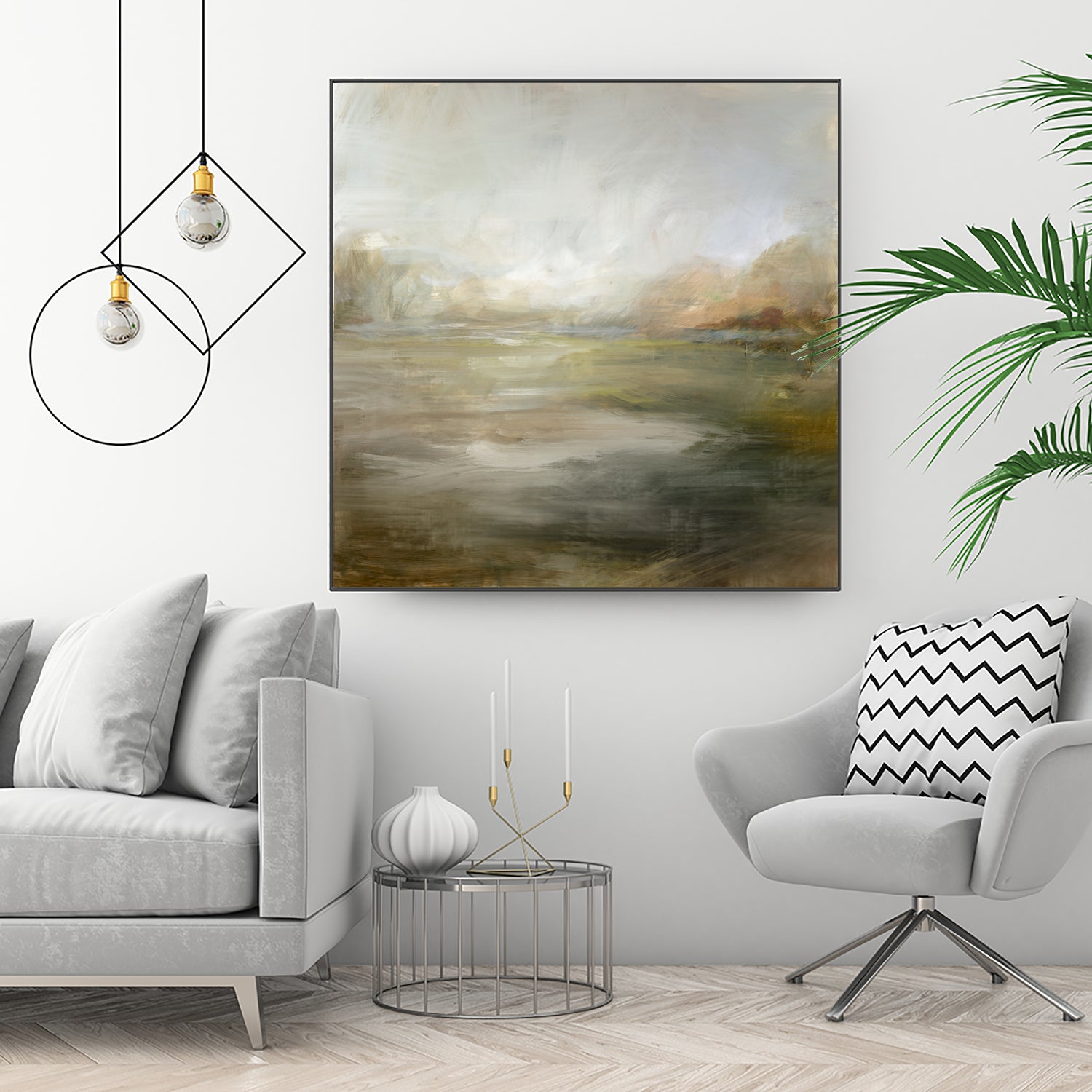 A Tranquil Misty Lake by Julia Cheney on GIANT ART - abstract landscape painting nature and landscapes abstract landscape painting