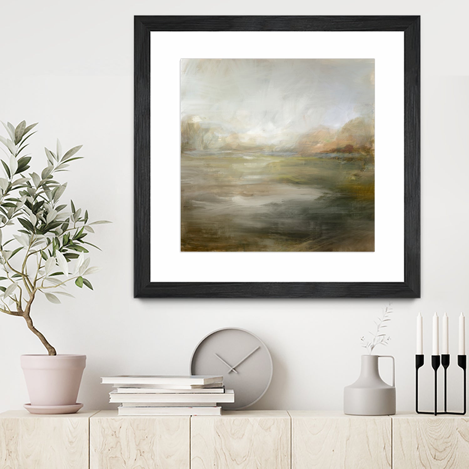 A Tranquil Misty Lake by Julia Cheney on GIANT ART - abstract landscape painting nature and landscapes abstract landscape painting