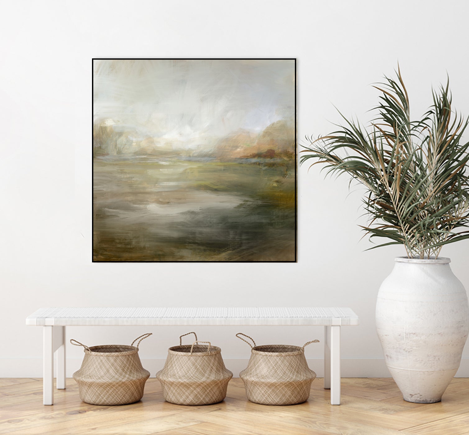 A Tranquil Misty Lake by Julia Cheney on GIANT ART - abstract landscape painting nature and landscapes abstract landscape painting