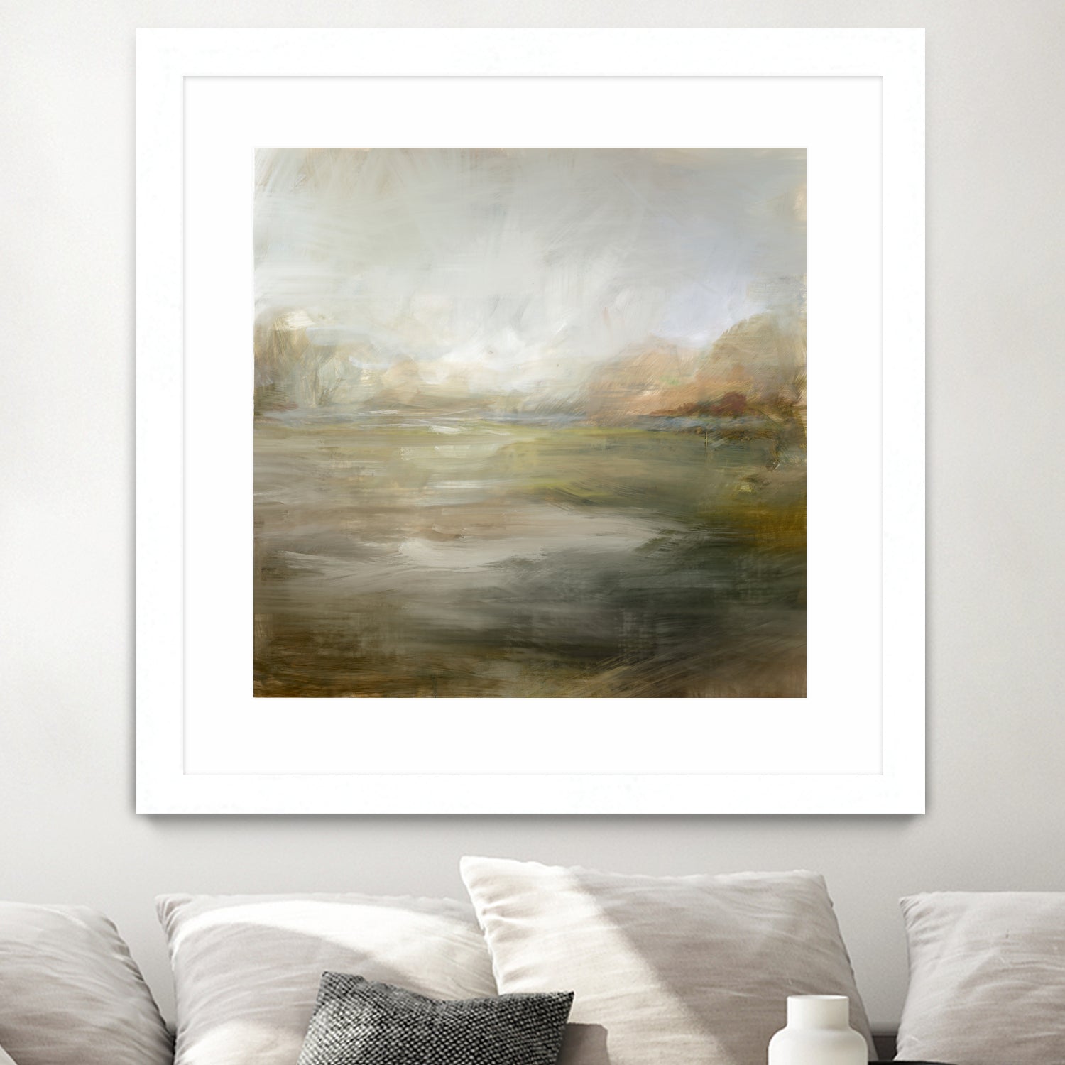 A Tranquil Misty Lake by Julia Cheney on GIANT ART - abstract landscape painting nature and landscapes abstract landscape painting