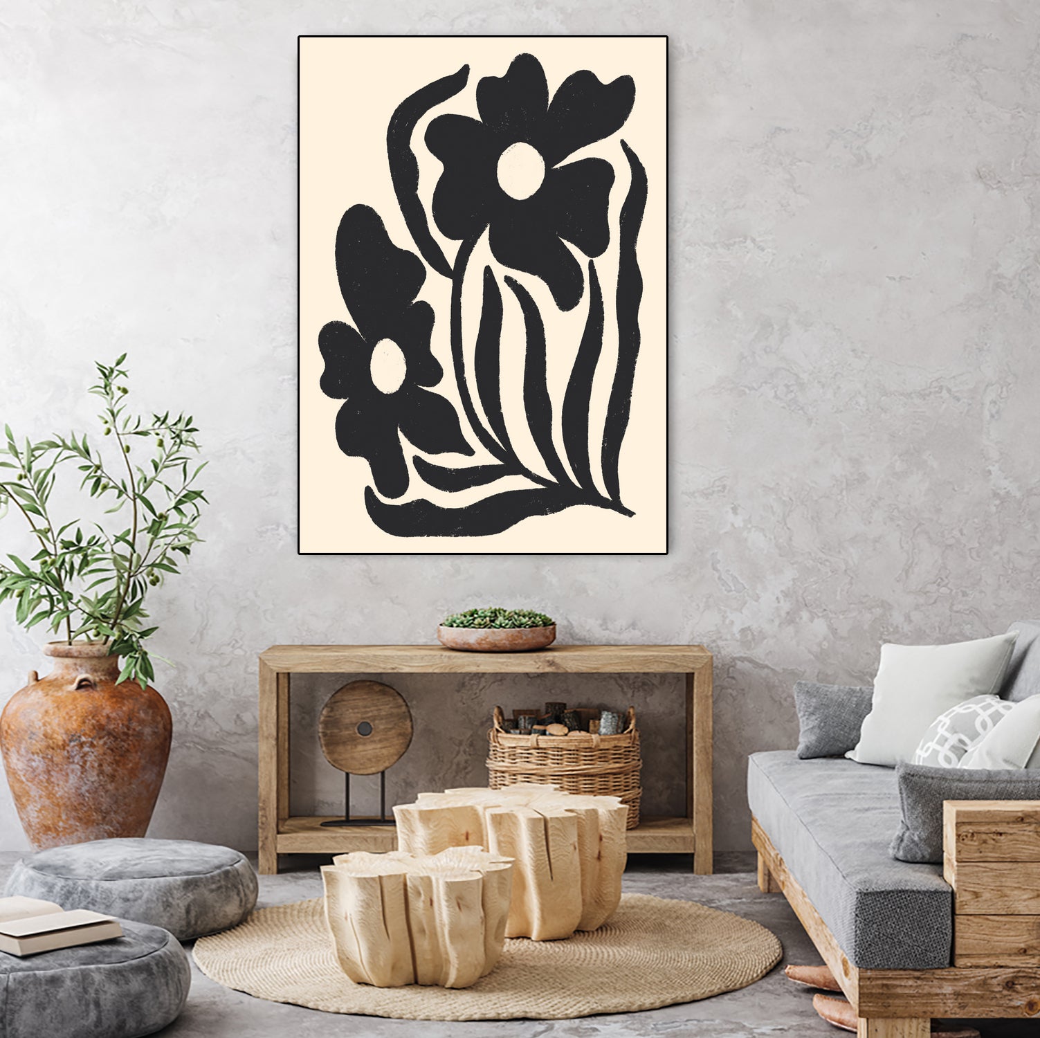 Textured flower silhouettes by Angela Minca on GIANT ART - graphic floral flowers and plants graphic floral