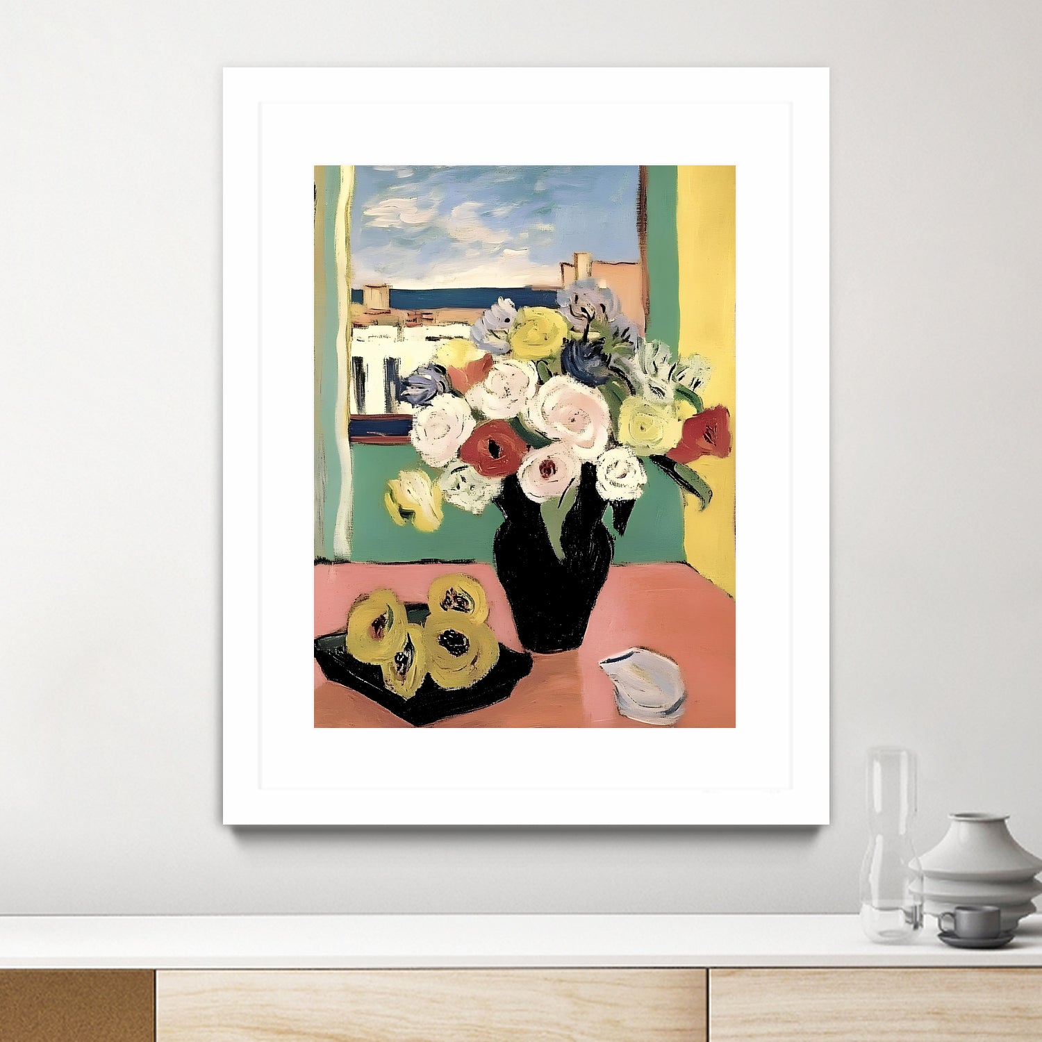 Floral Arrangement In A Black Vase by Avanesova Elena on GIANT ART - modern art painting flowers and plants modern art painting