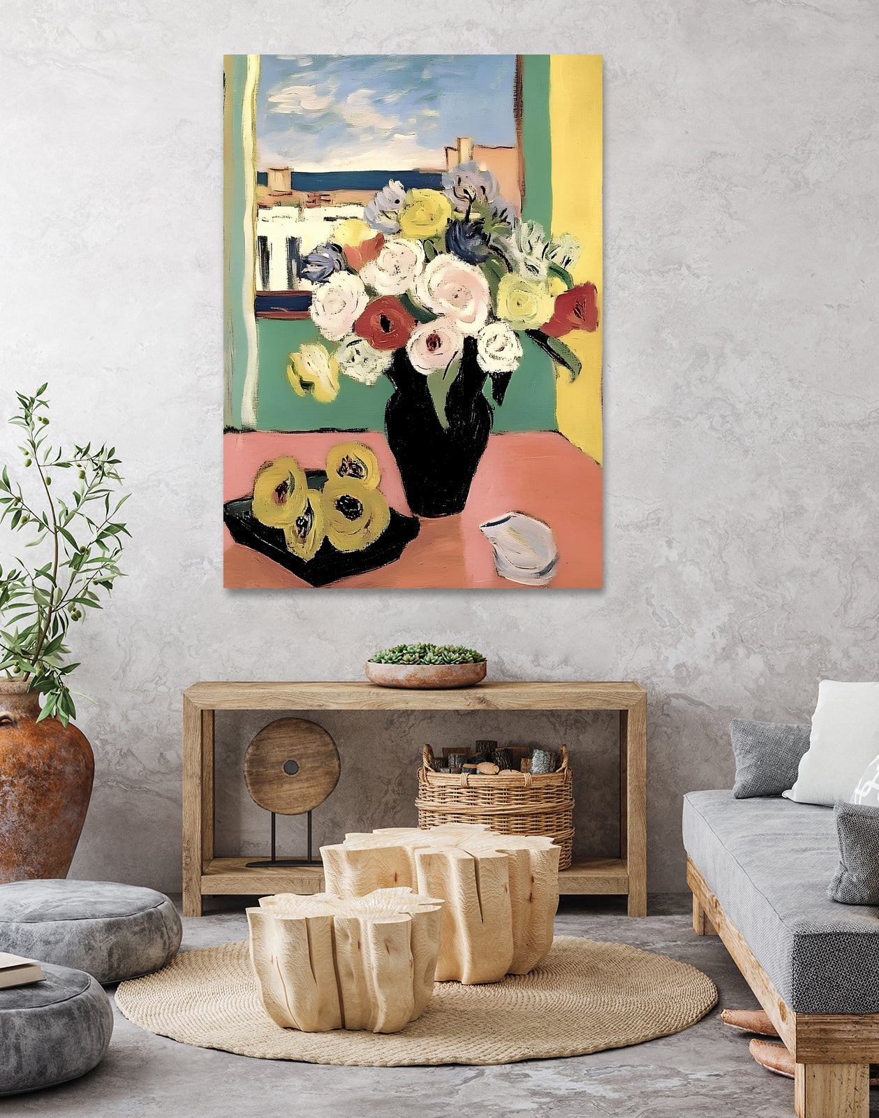 Floral Arrangement In A Black Vase by Avanesova Elena on GIANT ART - modern art painting flowers and plants modern art painting