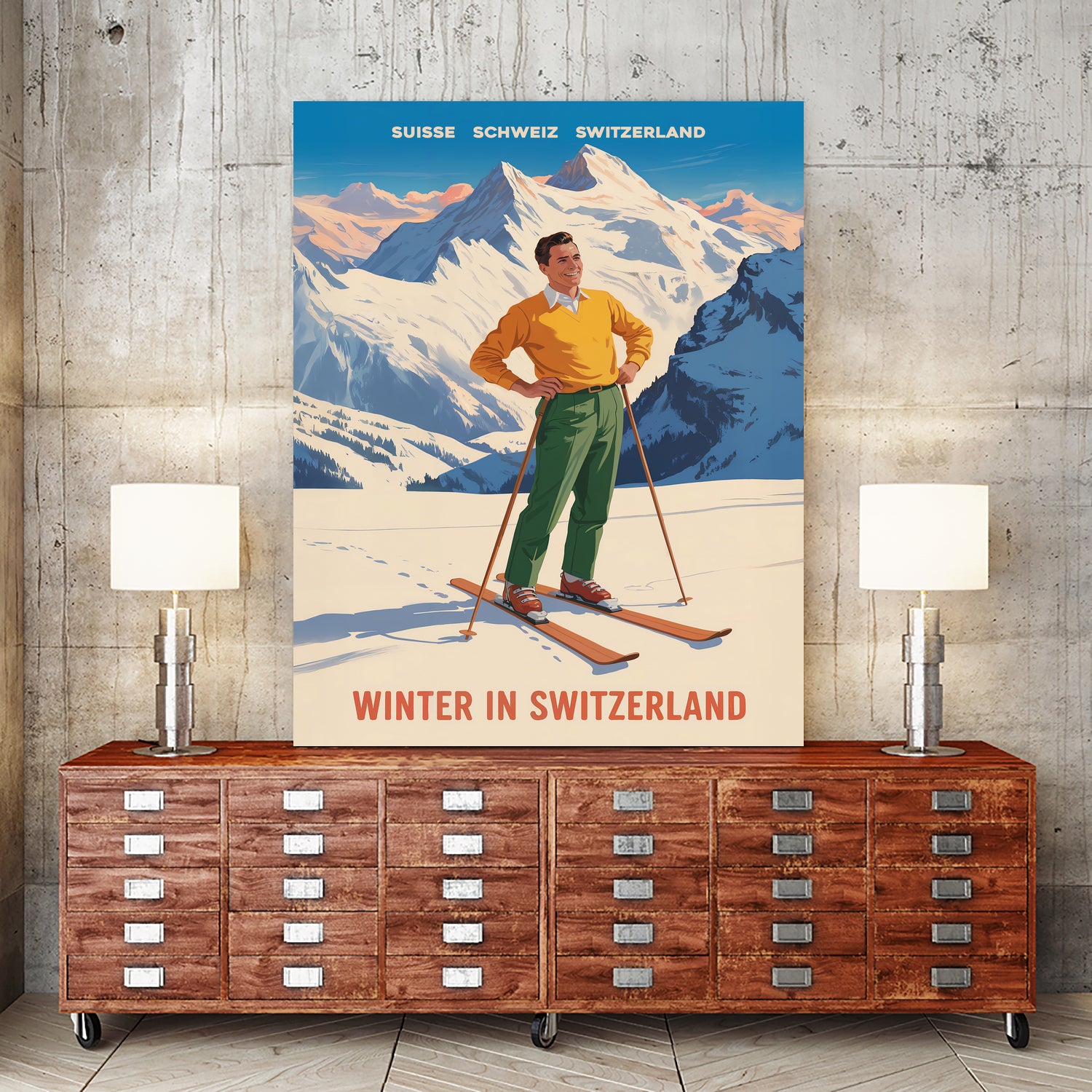 Swiss Alpine Bliss by Andreas Magnusson on GIANT ART - places vintage travel poster