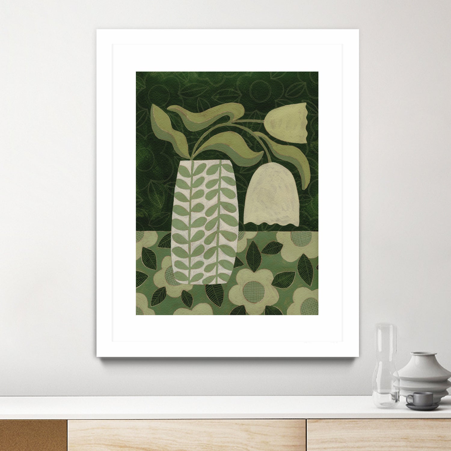 Green Tulip Still Life by Susan Black on GIANT ART - flowers and plants vintage floral art