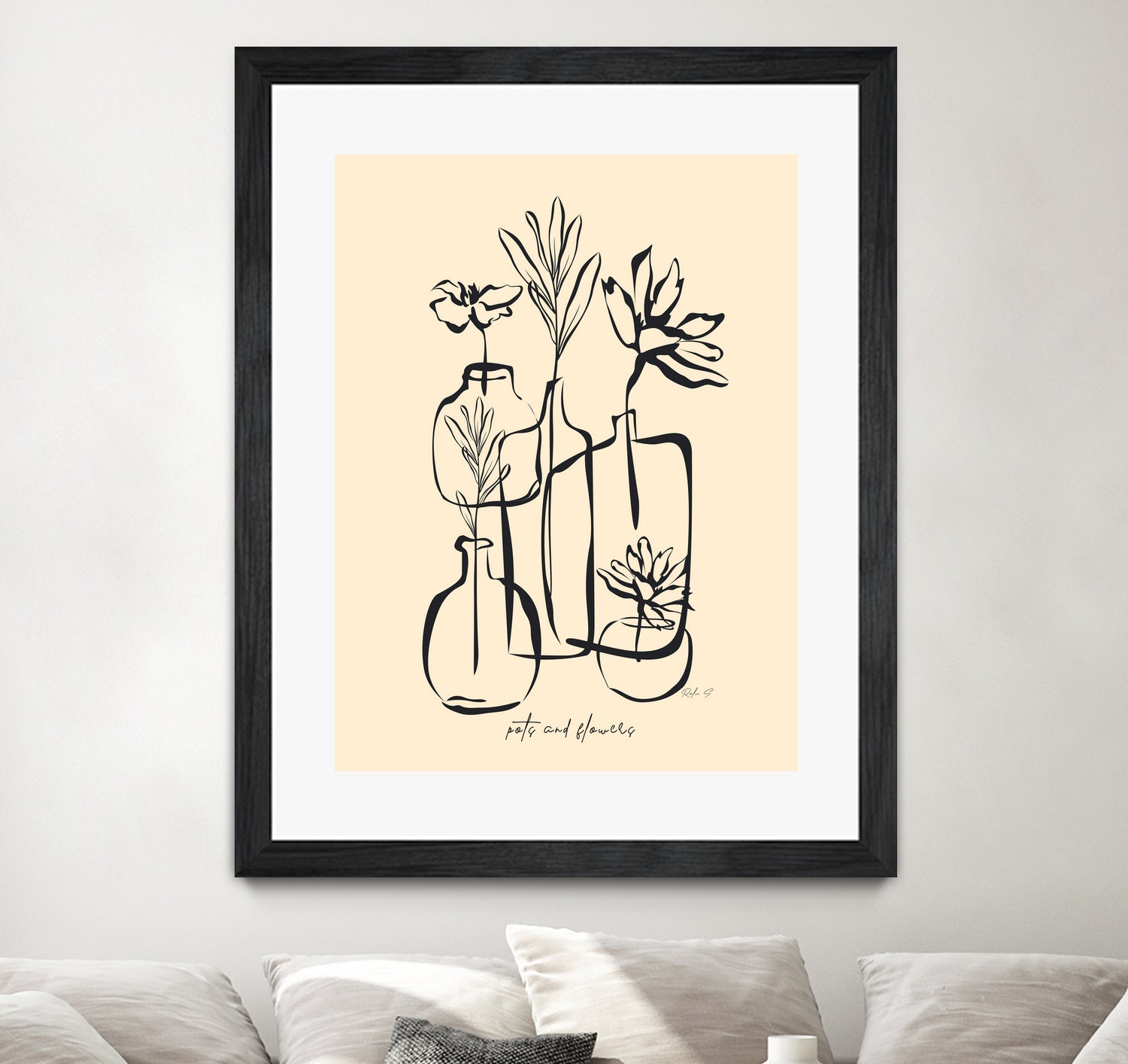 Pots And Flowers by Ralu S on GIANT ART - flowers and plants botanical line art
