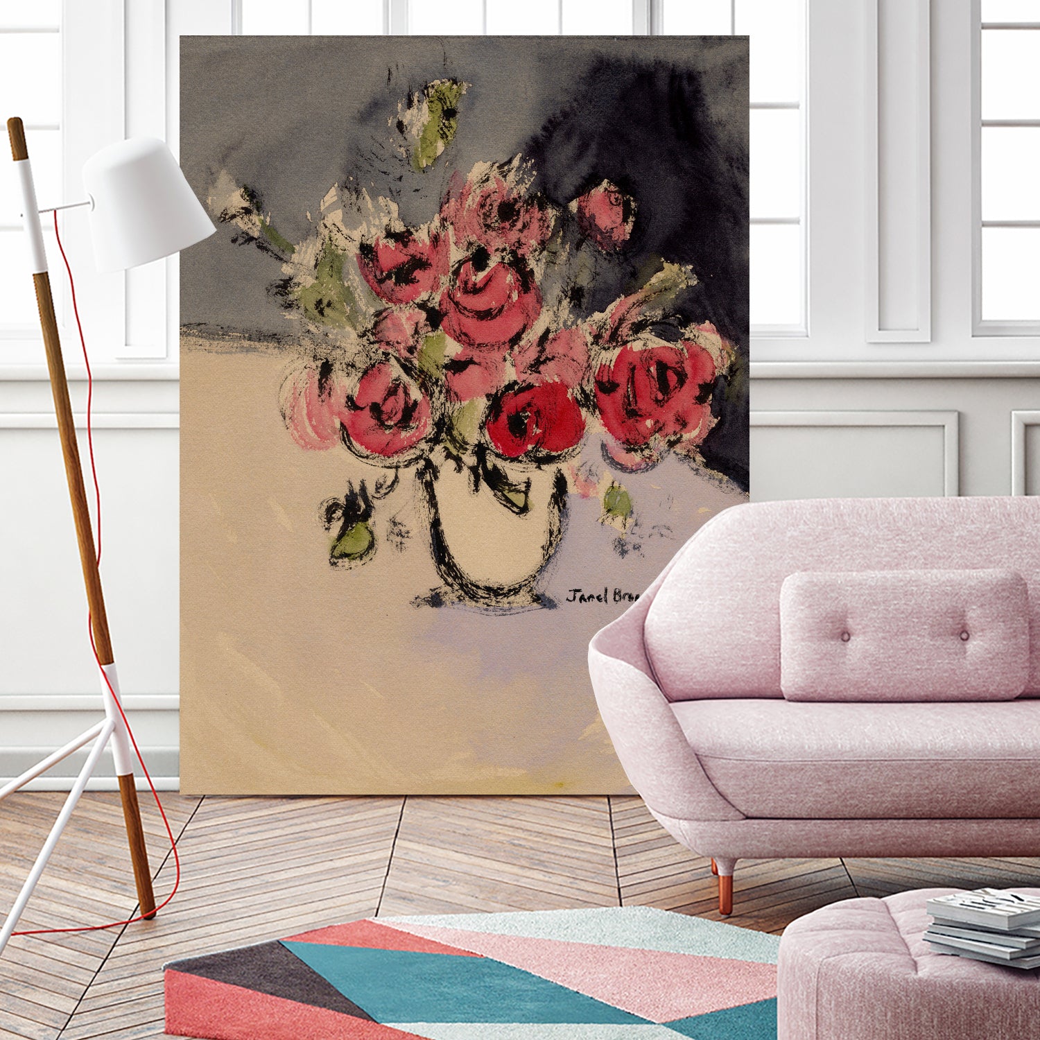 Bouquet With Beige Vase by Janel Bragg on GIANT ART - illustrations botanical illustrations