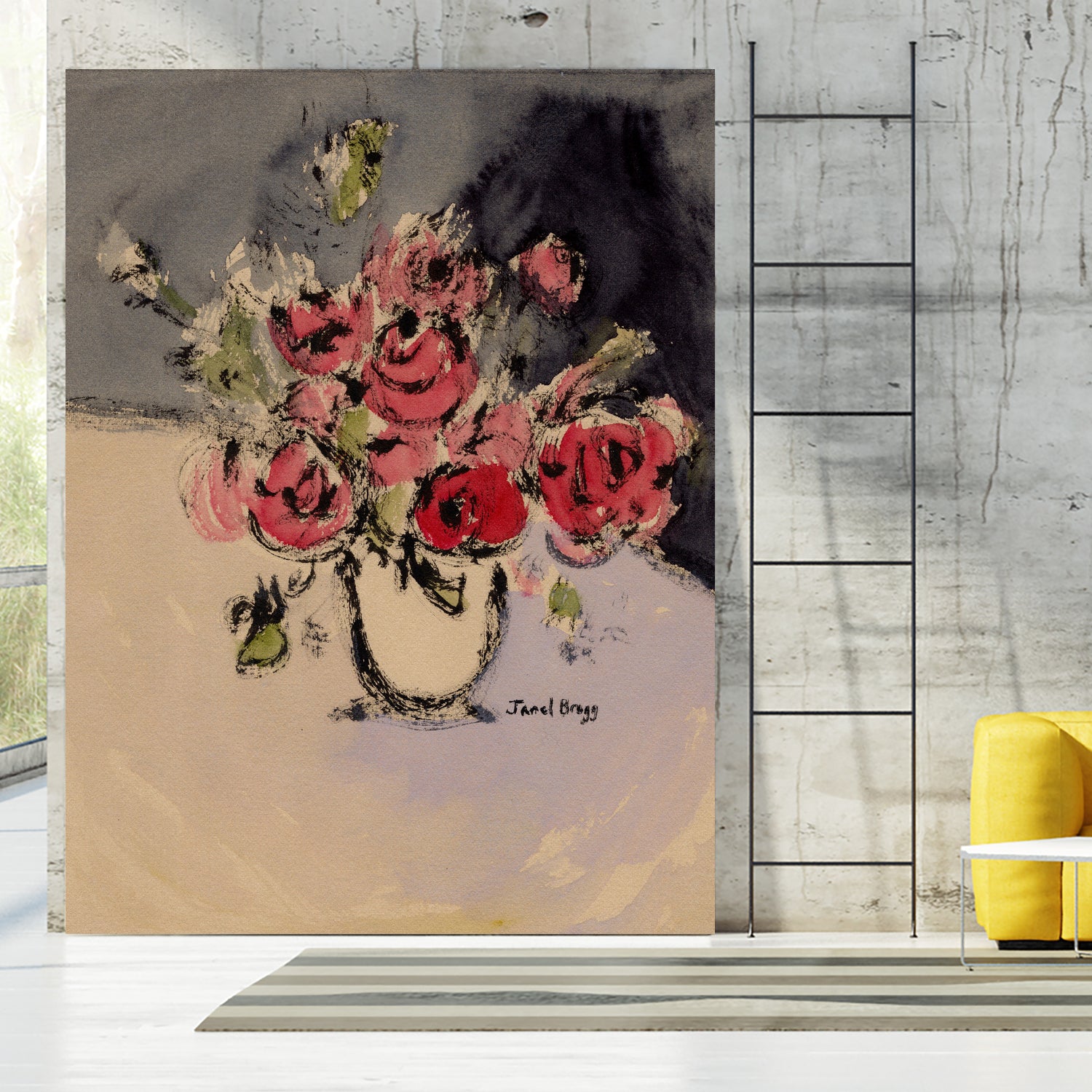 Bouquet With Beige Vase by Janel Bragg on GIANT ART - illustrations botanical illustrations