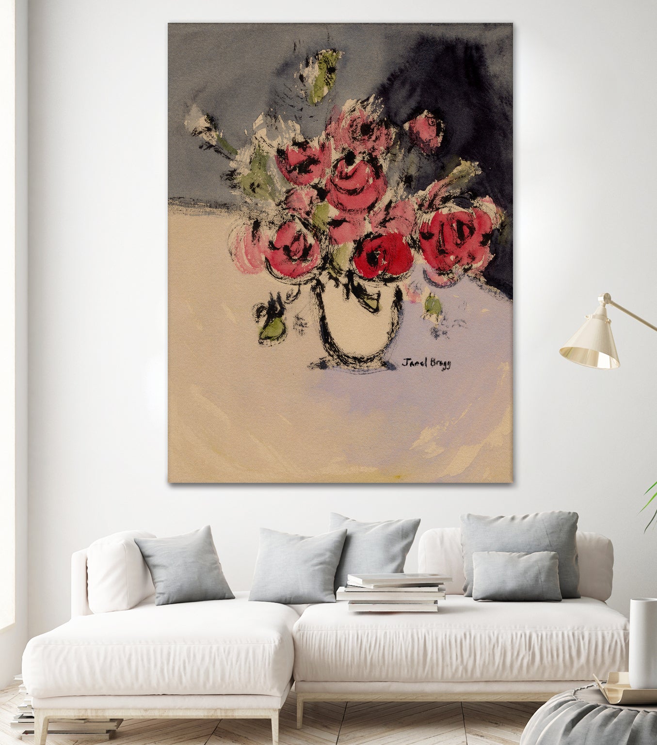 Bouquet With Beige Vase by Janel Bragg on GIANT ART - illustrations botanical illustrations