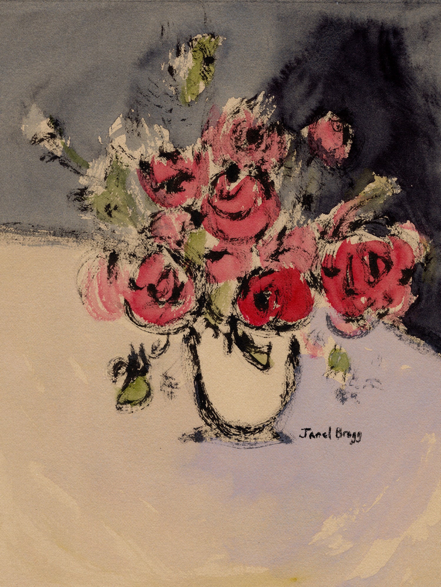 Bouquet With Beige Vase by Janel Bragg on GIANT ART - illustrations botanical illustrations