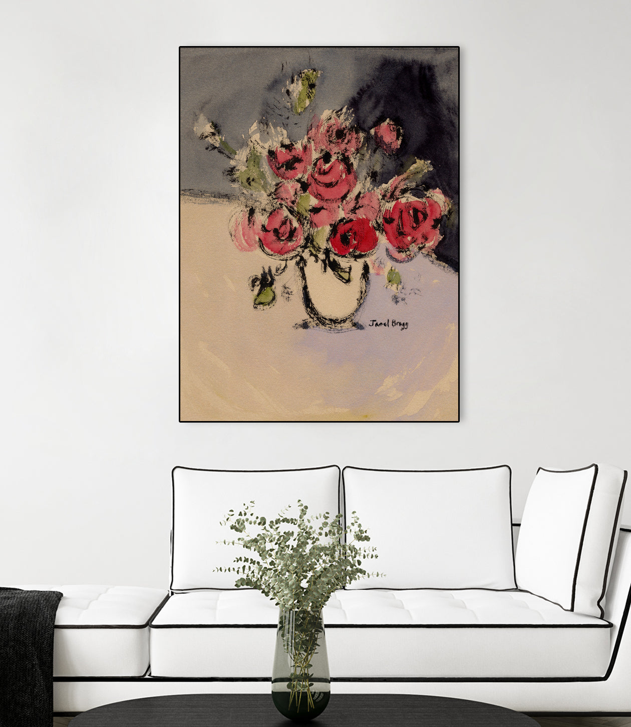 Bouquet With Beige Vase by Janel Bragg on GIANT ART - illustrations botanical illustrations