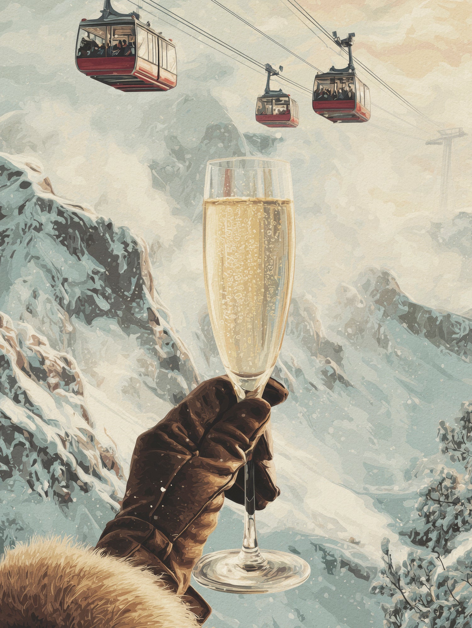 Bubbly Skiing by Andreas Magnusson on GIANT ART - figurative champagne