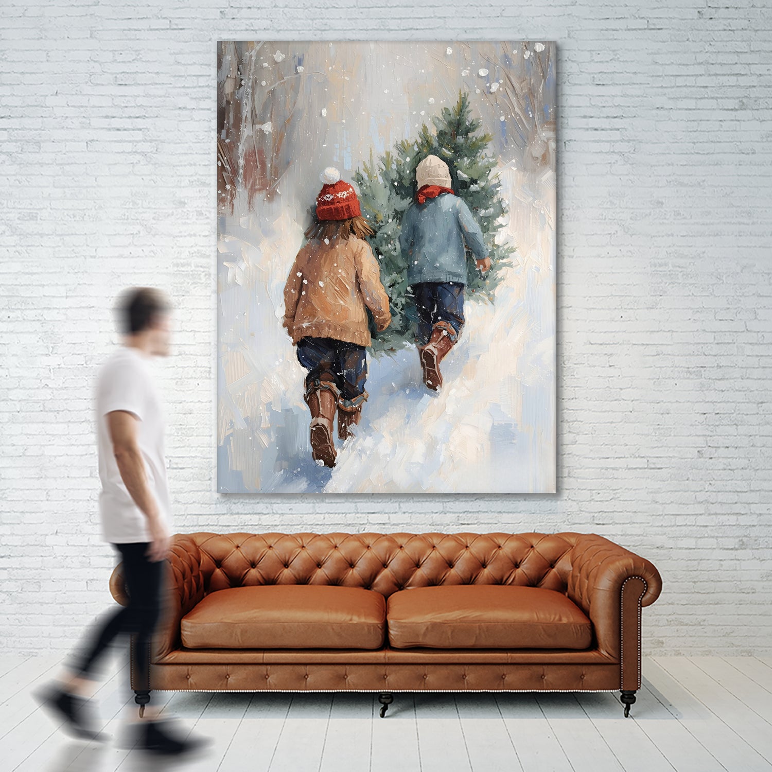 Kinder tragen Tanne im SchneegestApber by Ohkimiko on GIANT ART - kids kinder im schnee