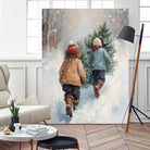 Kinder tragen Tanne im SchneegestApber by Ohkimiko on GIANT ART - kids kinder im schnee