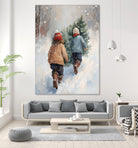 Kinder tragen Tanne im SchneegestApber by Ohkimiko on GIANT ART - kids kinder im schnee