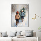 Kinder tragen Tanne im SchneegestApber by Ohkimiko on GIANT ART - kids kinder im schnee