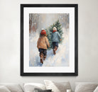 Kinder tragen Tanne im SchneegestApber by Ohkimiko on GIANT ART - kids kinder im schnee