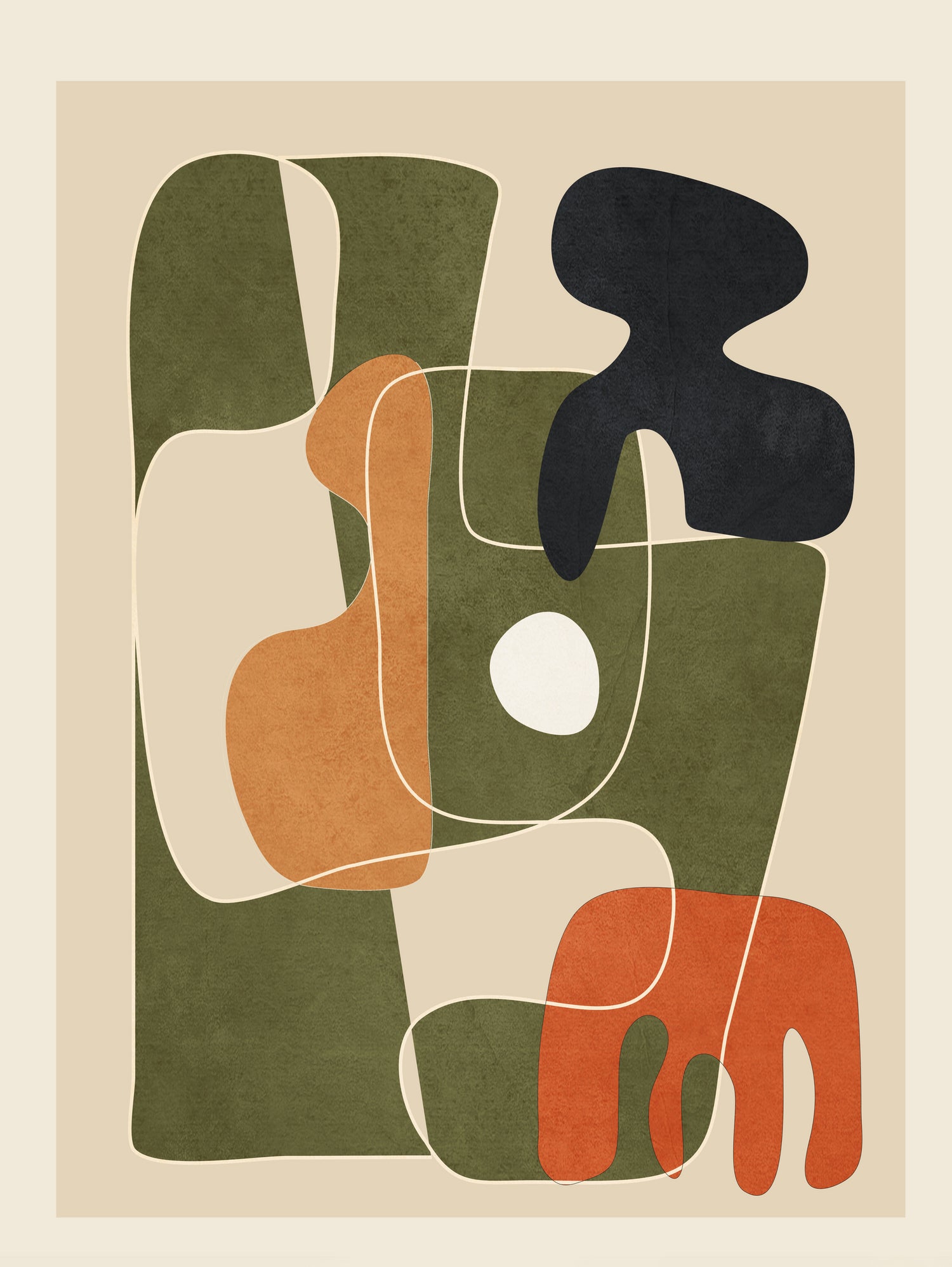 Mid-Century Abstract Forms - Art Print by Nadjaa | GIANT ART