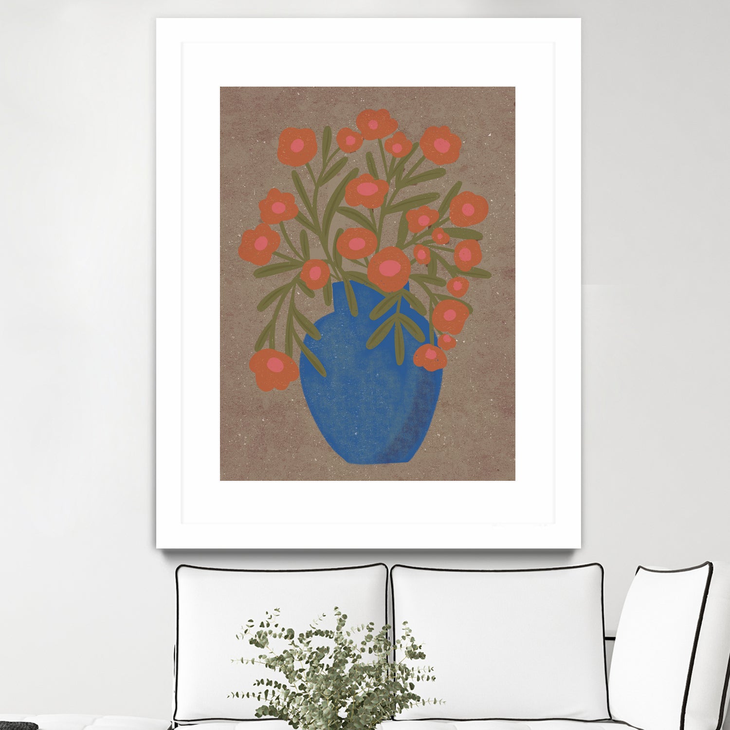 Rustic Orange Floral Vase - Art Print by Nikita Jariwala | GIANT ART