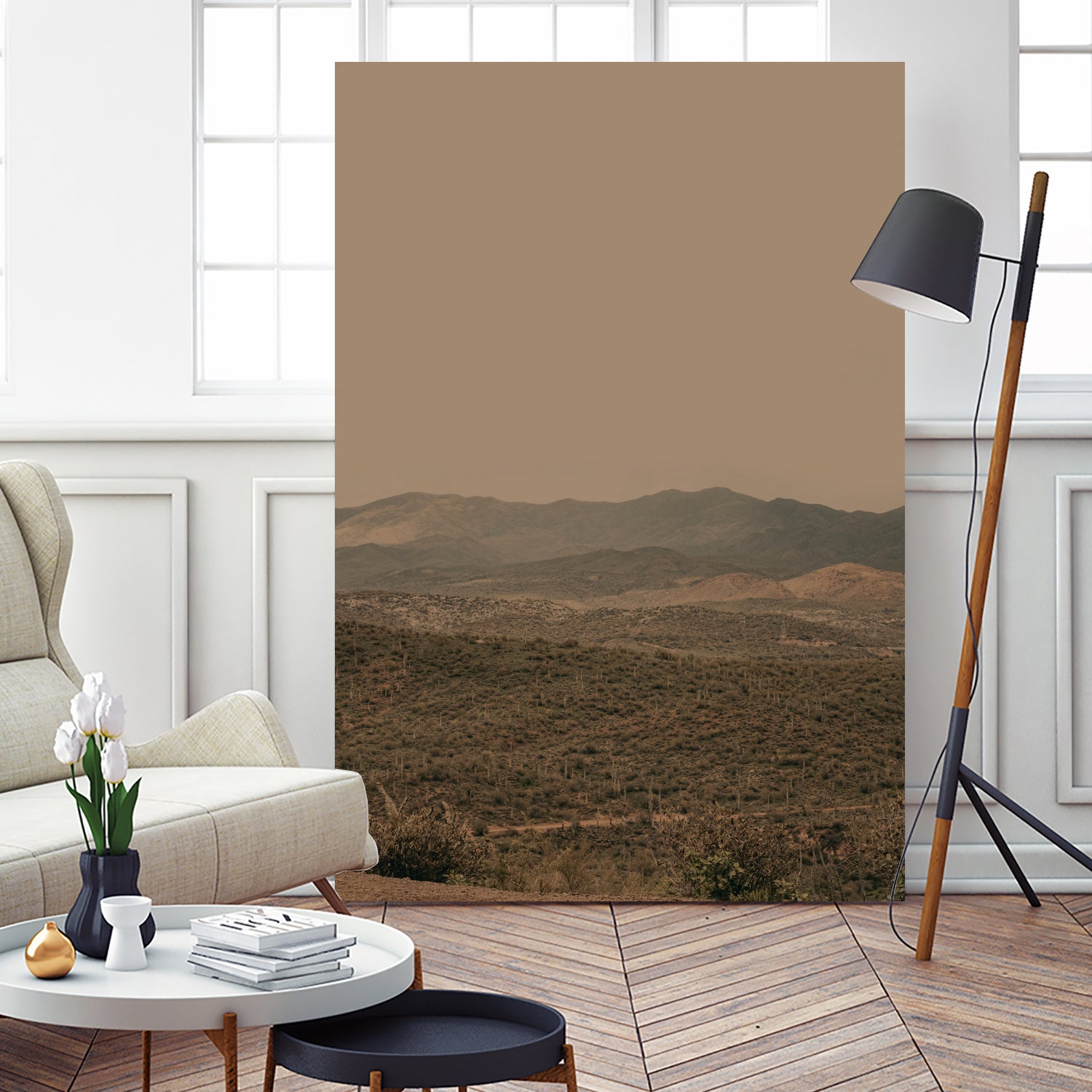 Atmospheric Layered Terrain Landscape With Warm Retro Tonal Haze by Stephanie Klatt on GIANT ART - textural landscape  textural