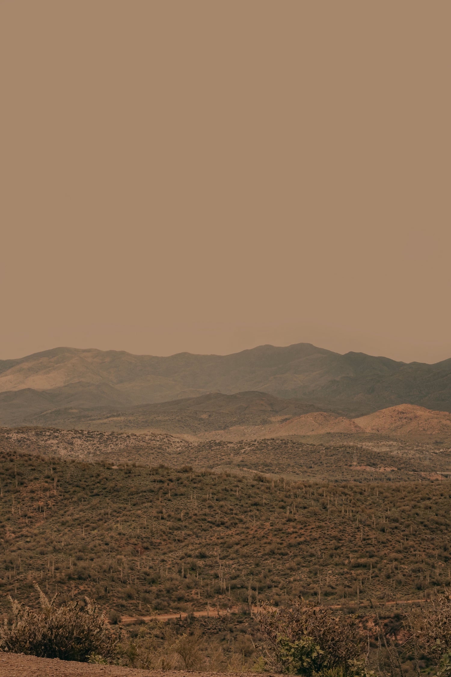 Atmospheric Layered Terrain Landscape With Warm Retro Tonal Haze by Stephanie Klatt on GIANT ART - textural landscape  textural