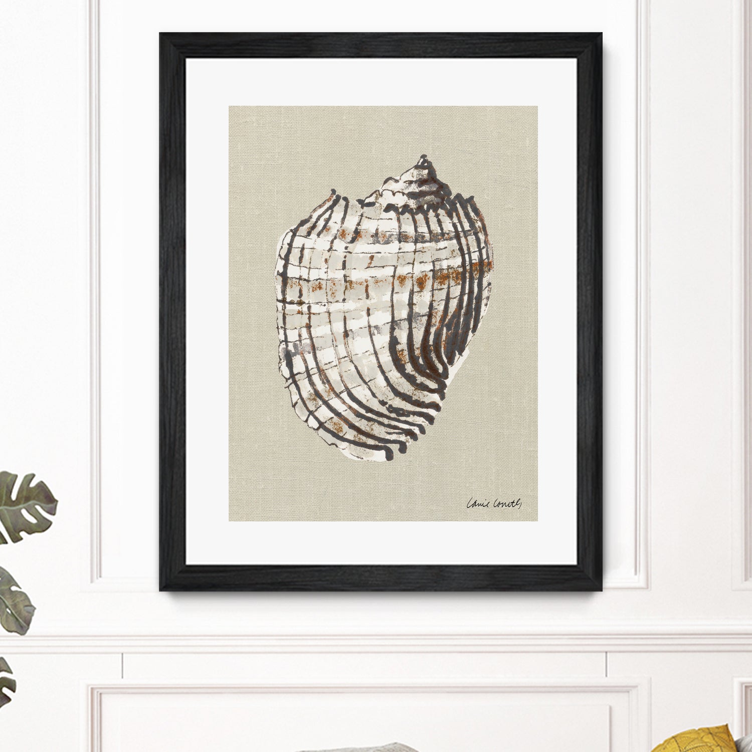 Shell on Burlap I by Lanie  Loreth on GIANT ART - coastal shell