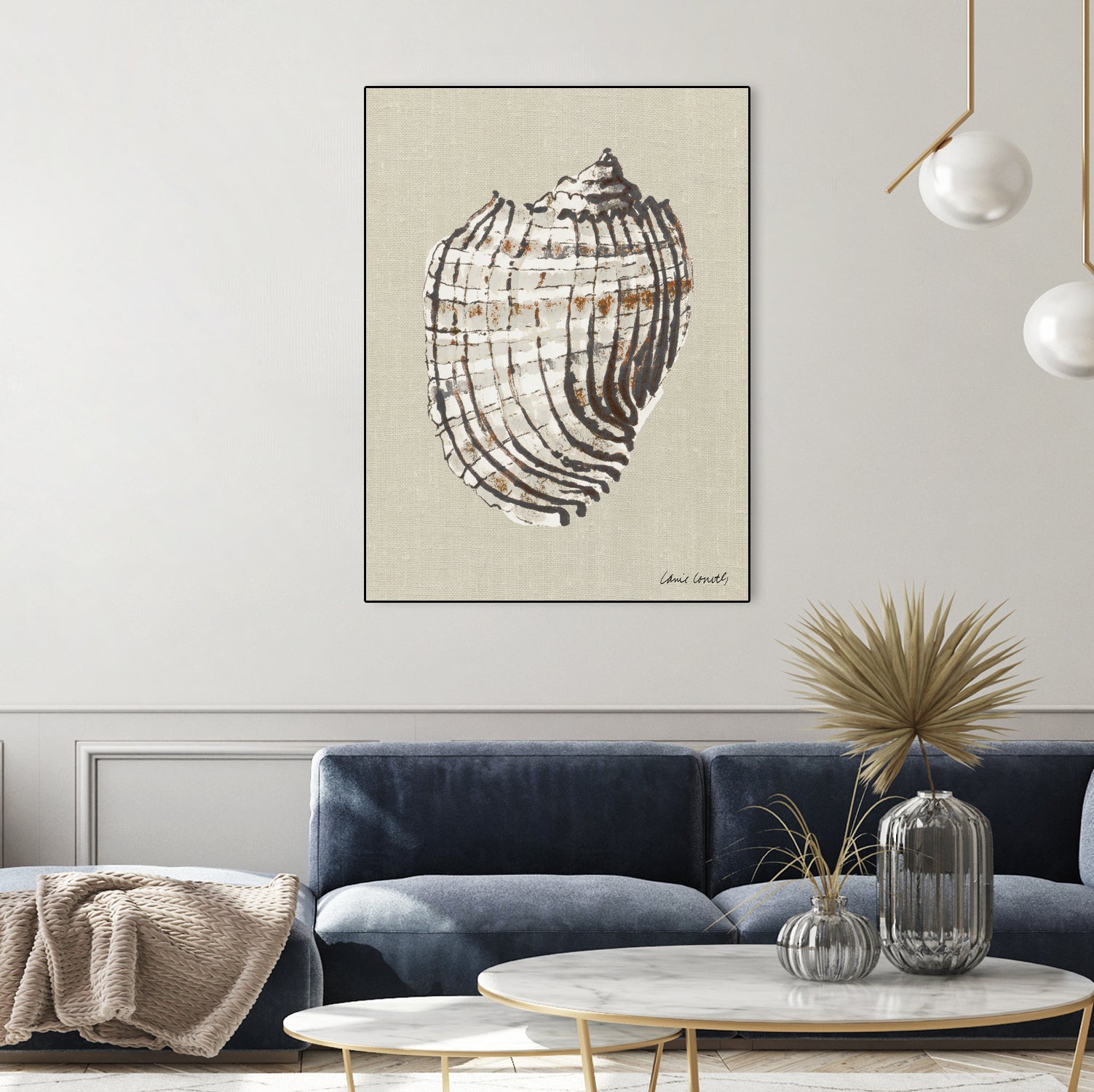 Shell on Burlap I by Lanie  Loreth on GIANT ART - coastal shell