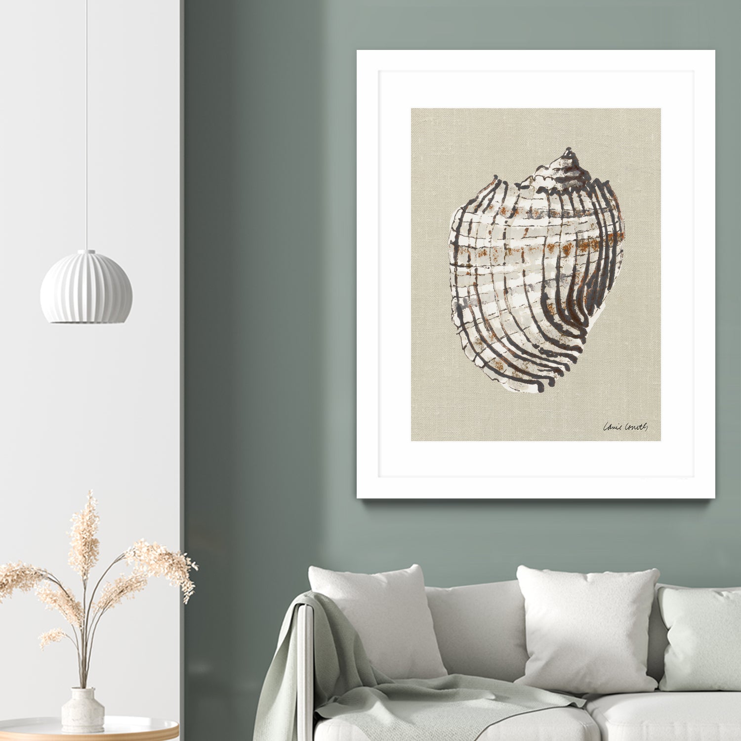 Shell on Burlap I by Lanie  Loreth on GIANT ART - coastal shell