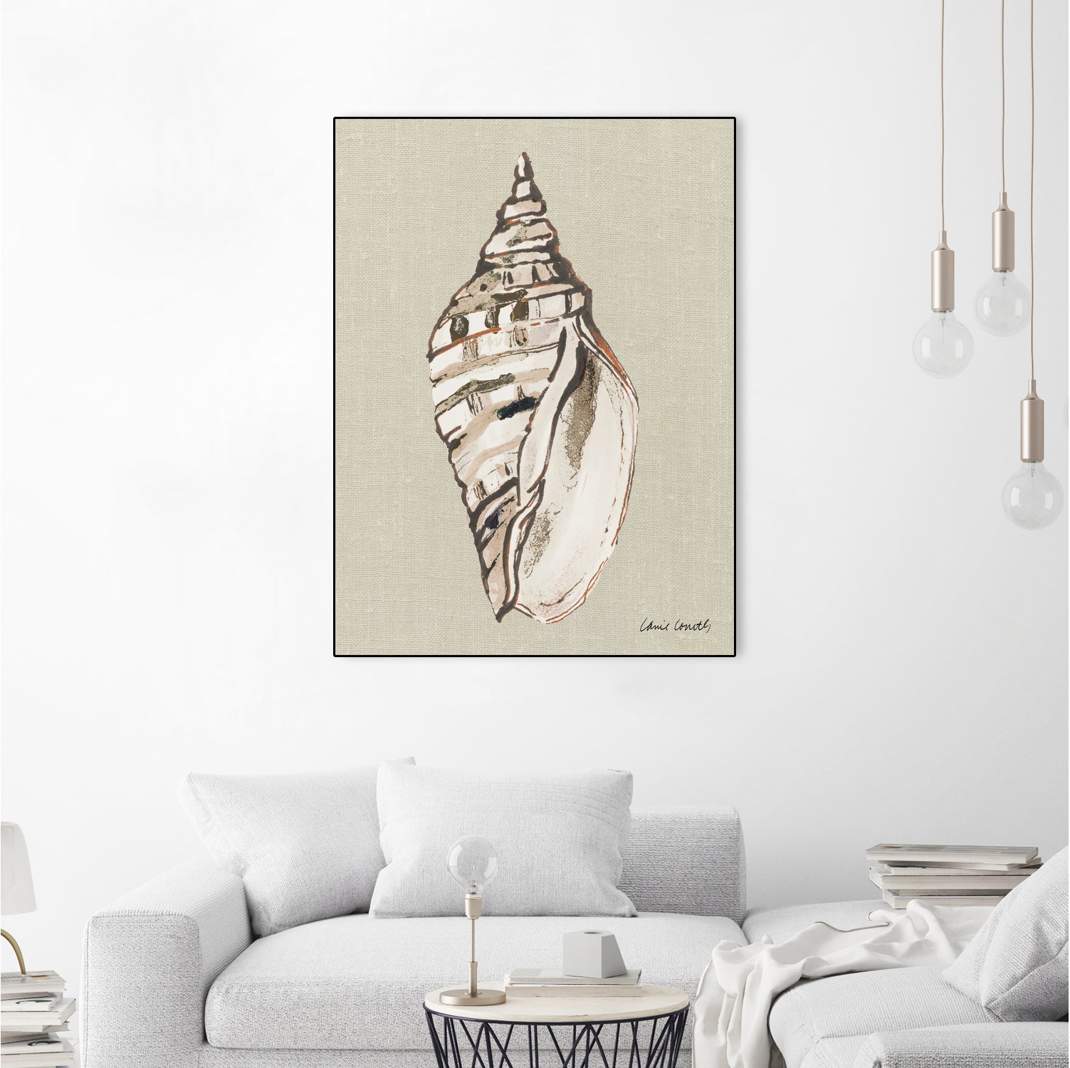 Shell on Burlap II by Lanie  Loreth on GIANT ART - coastal shell