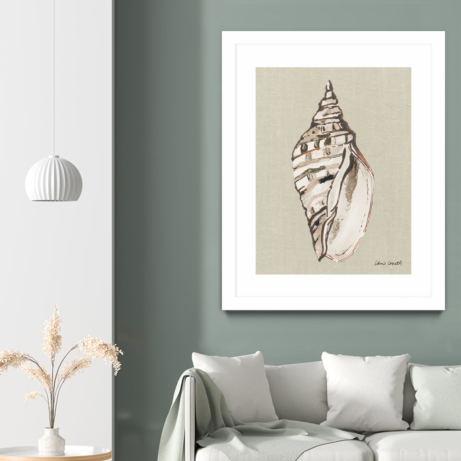 Shell on Burlap II by Lanie  Loreth on GIANT ART - coastal shell