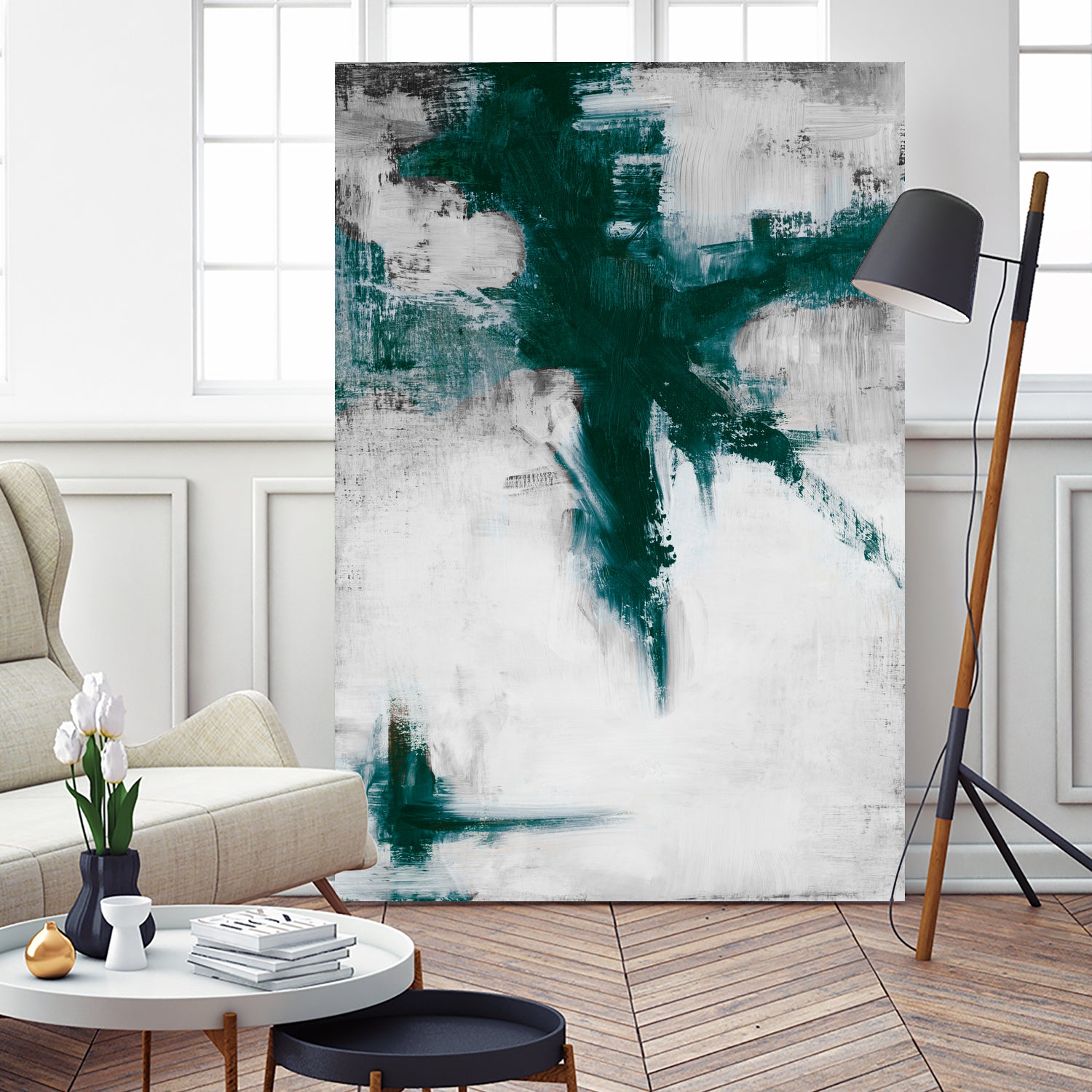 Dark Teal Room Abstract by Walt Johnson on GIANT ART - abstract dark