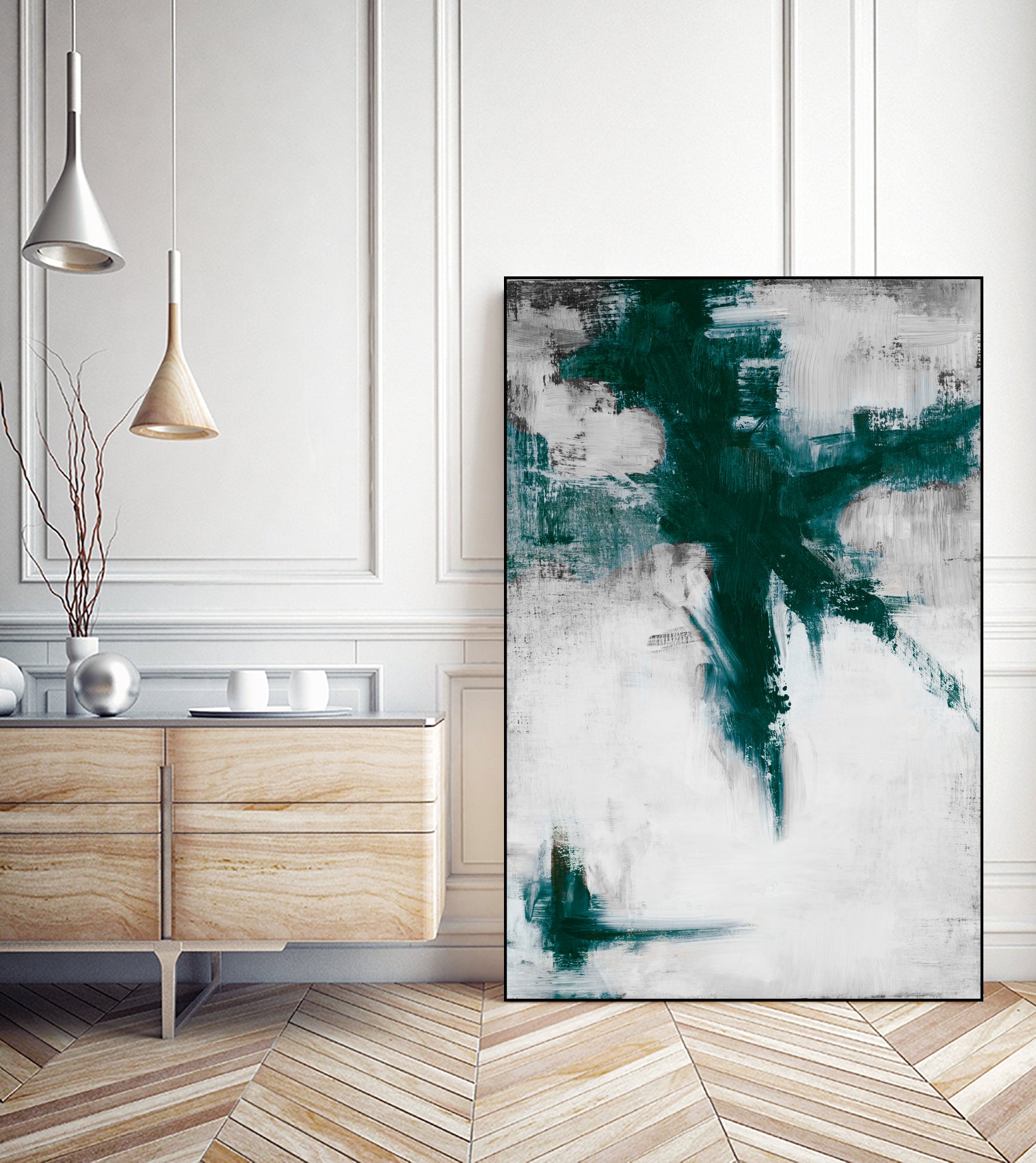 Dark Teal Room Abstract by Walt Johnson on GIANT ART - abstract dark