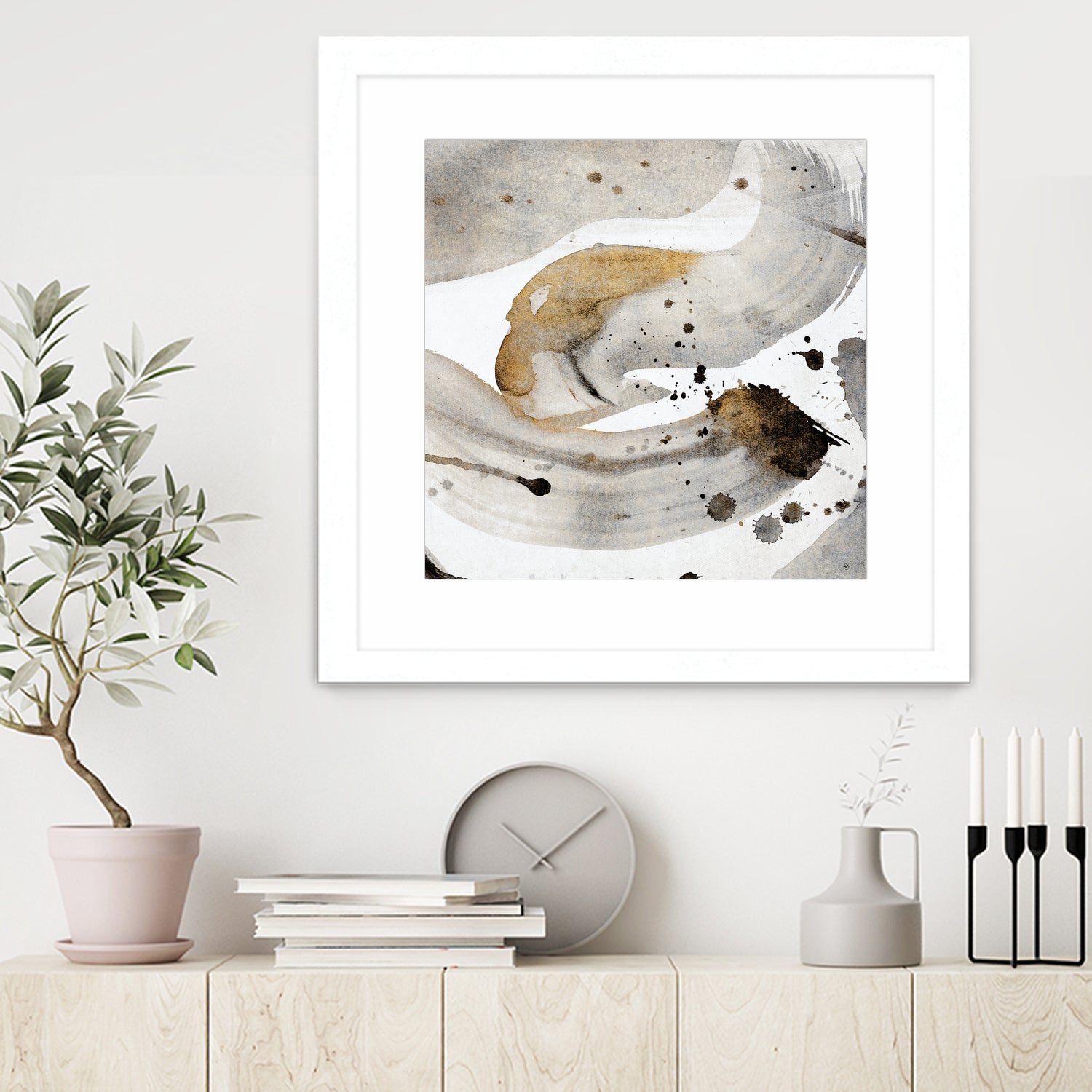 Gray Paint Abstract with Gold by Kat Papa on GIANT ART - abstract gray