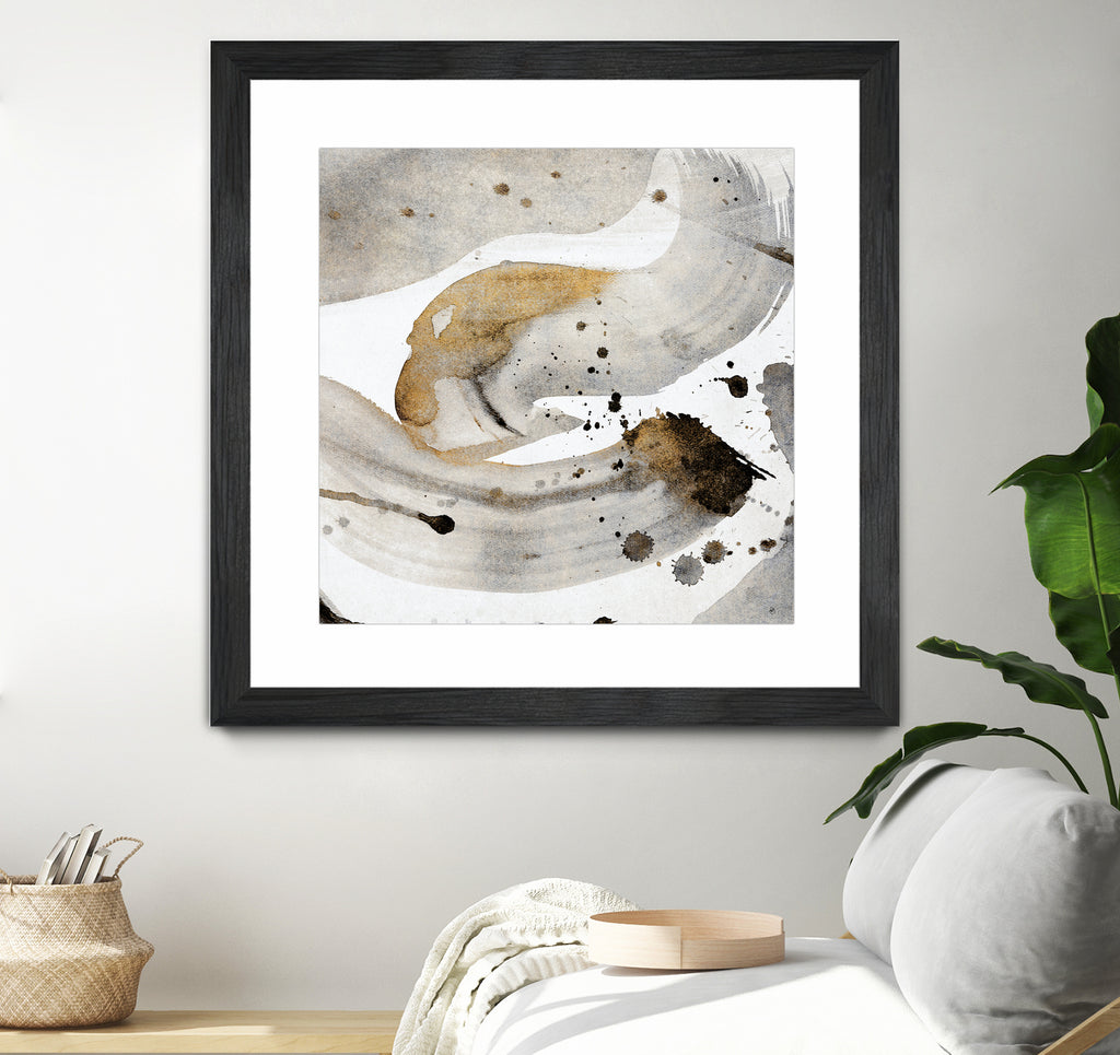 Gray Paint Abstract with Gold by Kat Papa on GIANT ART - abstract gray