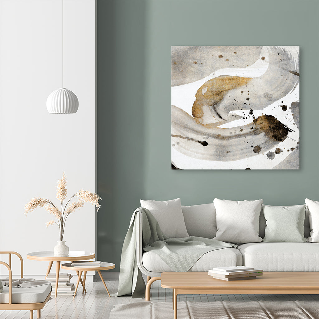Gray Paint Abstract with Gold by Kat Papa on GIANT ART - abstract gray