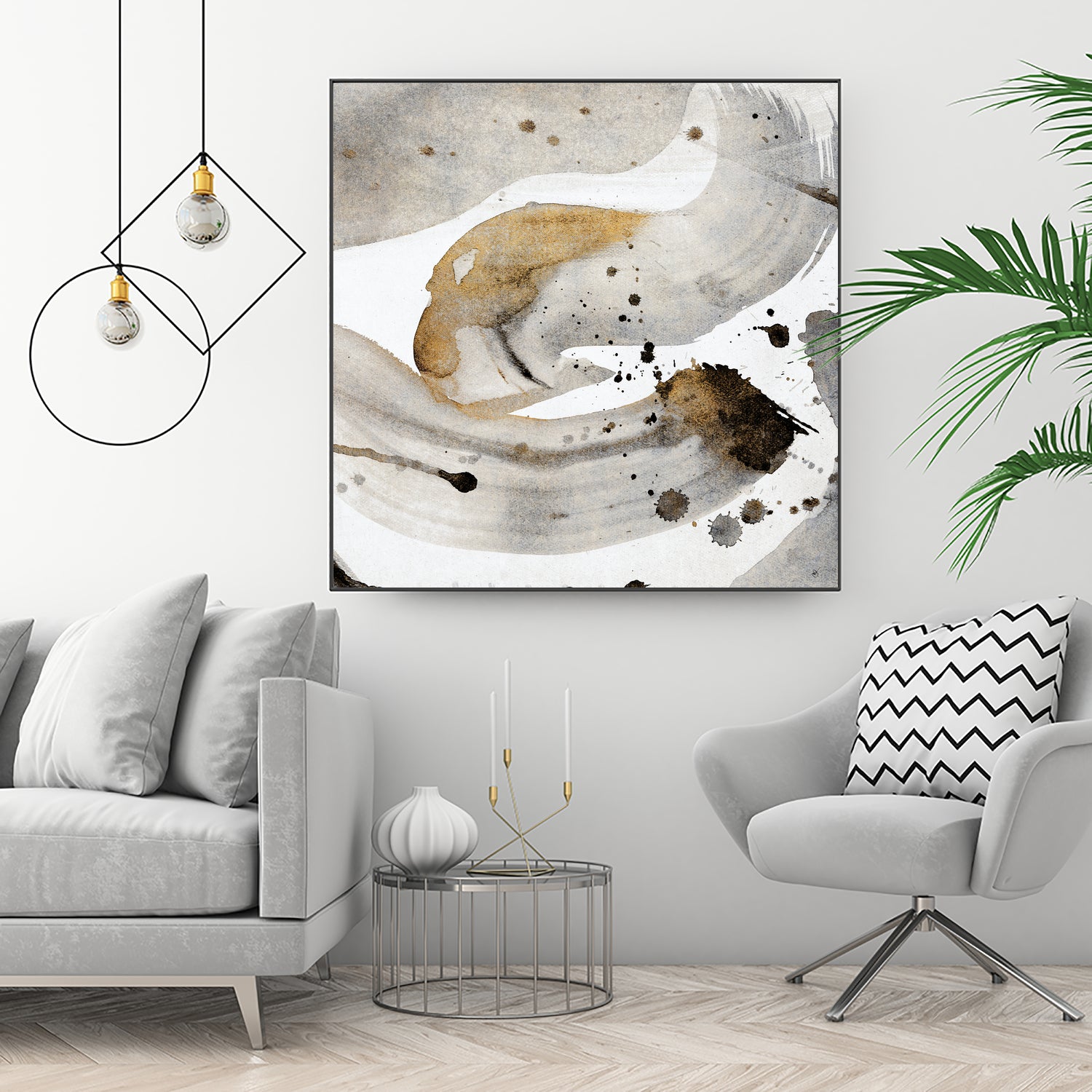 Gray Paint Abstract with Gold by Kat Papa on GIANT ART - abstract gray