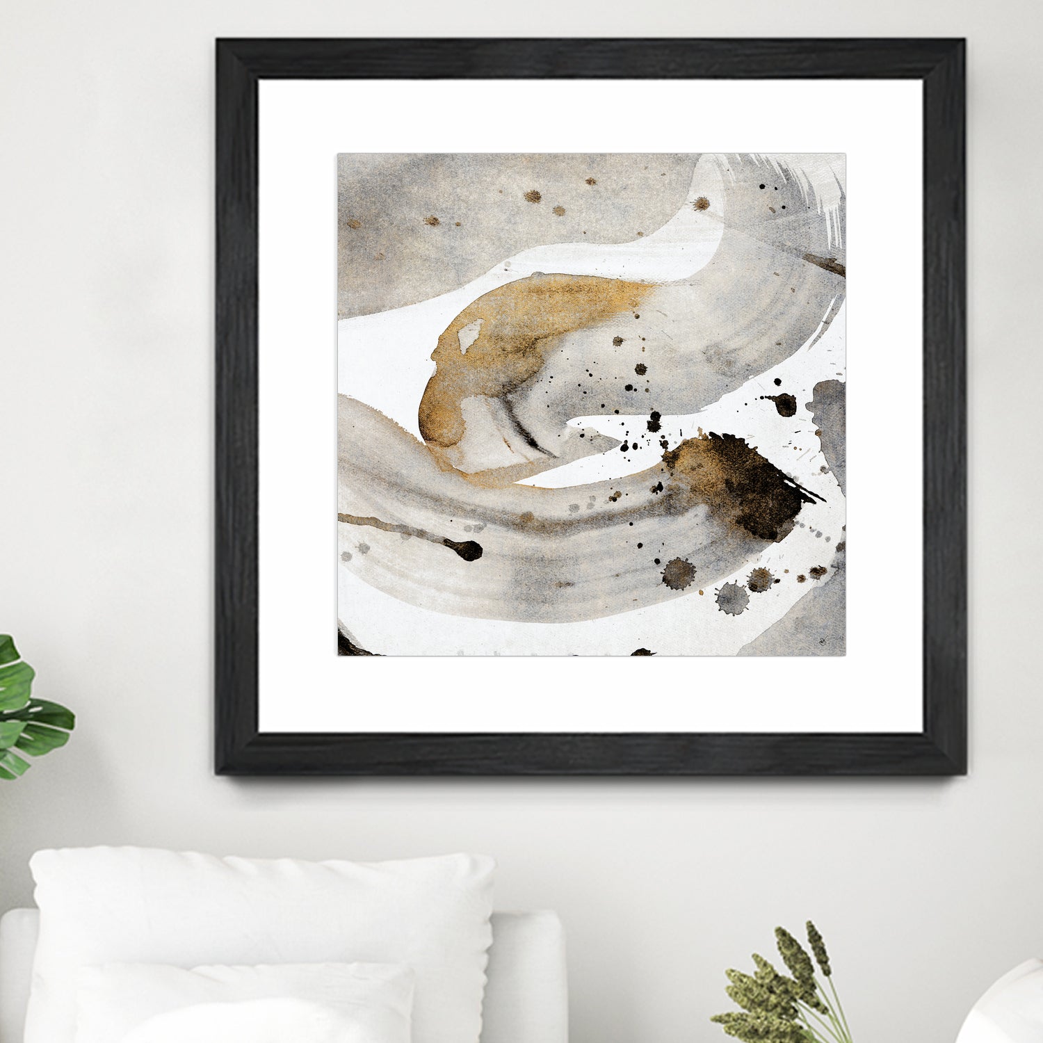 Gray Paint Abstract with Gold by Kat Papa on GIANT ART - abstract gray